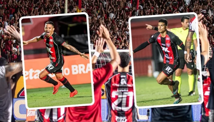 Jogadores do Vitória comemoram gol no Barradão