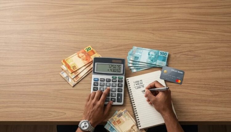 Pessoa fazendo contas com calculadora