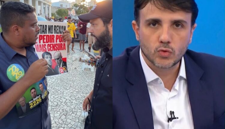Montagem de fotos do ato político em frente à Reitoria da UFBA