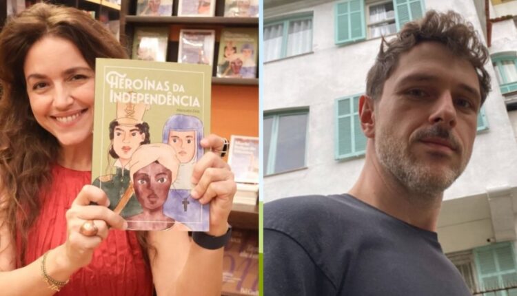 Manuela Dias com o livro Heroínas da Independência