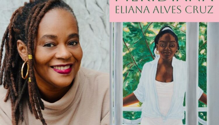 Eliana Alves Cruz e a capa do livro Meridiana