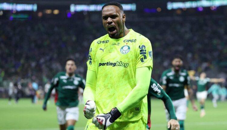 Goleiro do Palmeiras comemora em campo